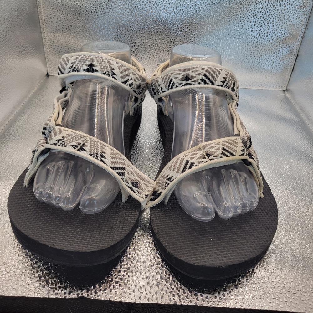 Teva Original Universal Women Size 11 Sport Sandals Black White Geometric Straps